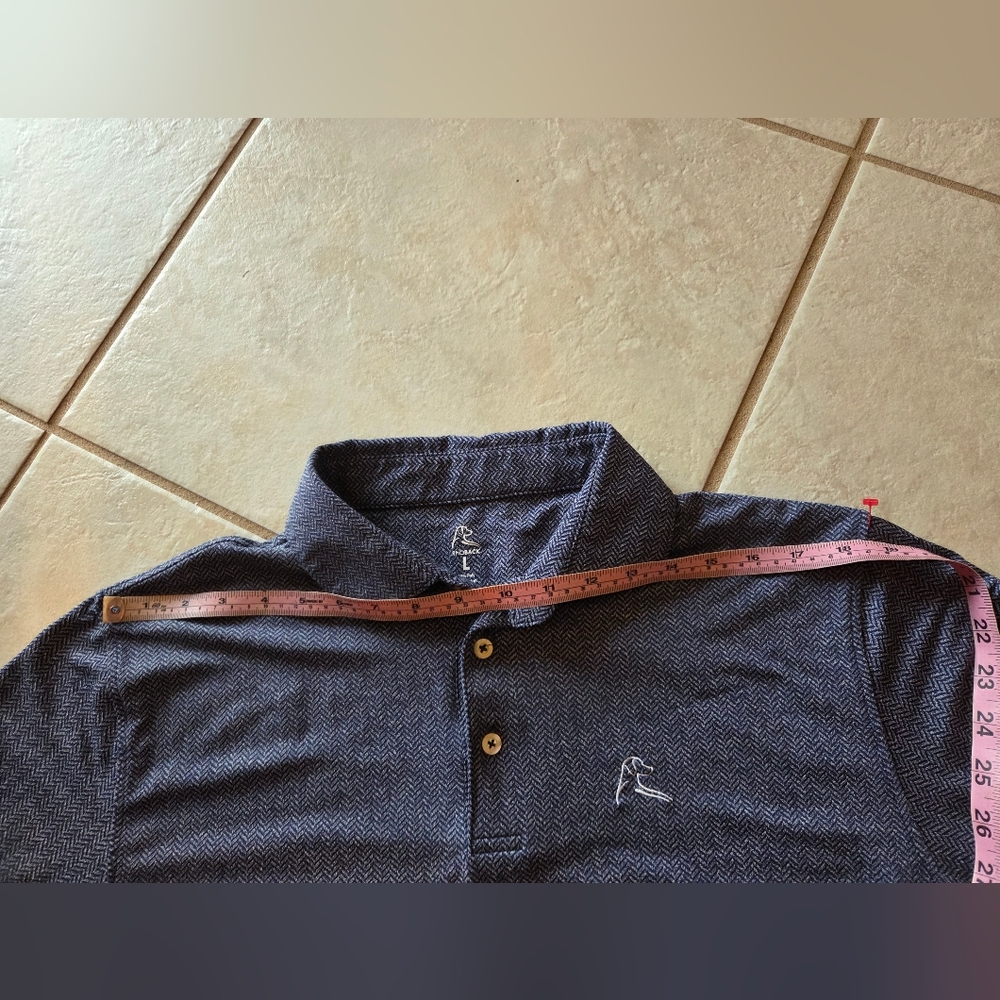 Rhoback Men's Performance Blue Herringbone Golf Polo Shirt Size Large - Picture 6 of 10